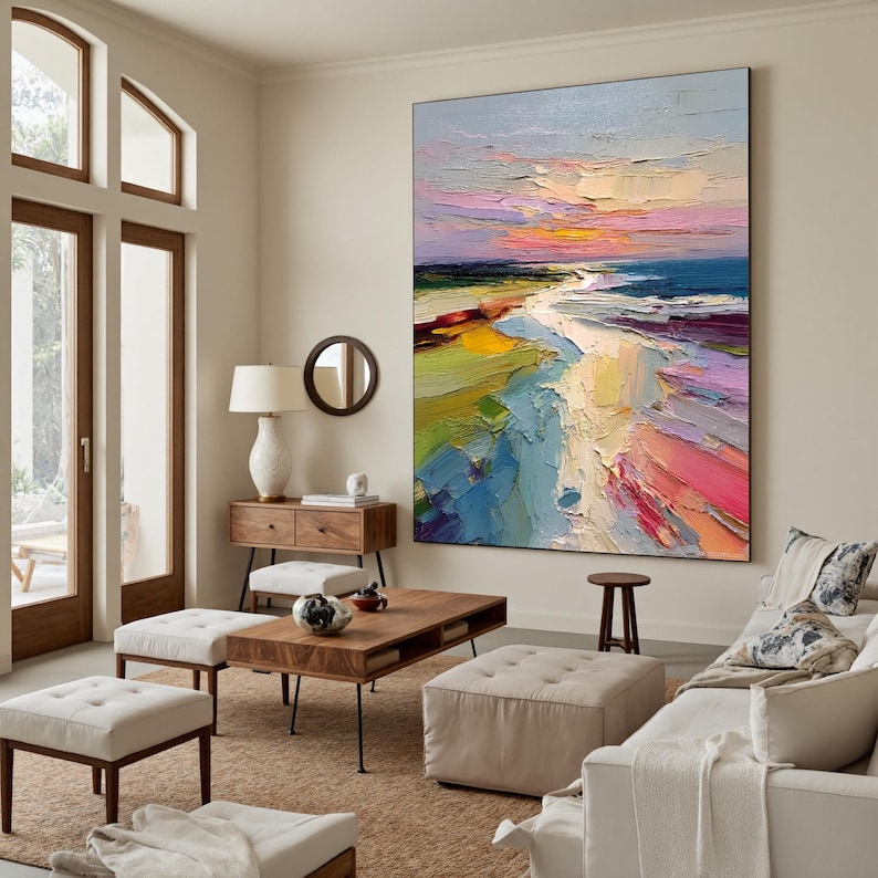 Coastal Daydream - Textured Seaside Abstract Oil Painting