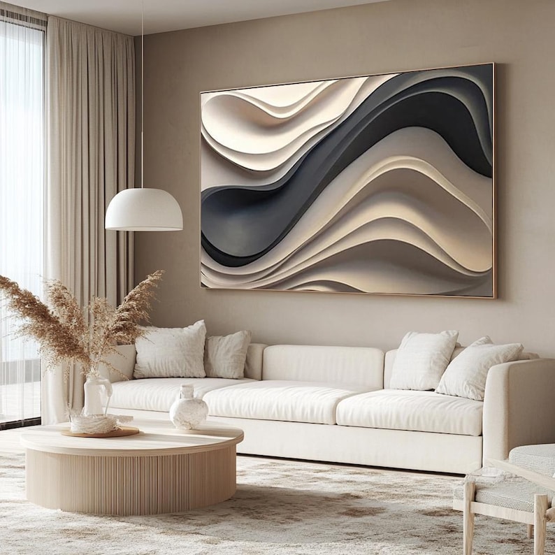 Layered Horizon – Large Horizontal Textured Abstract Wall Art