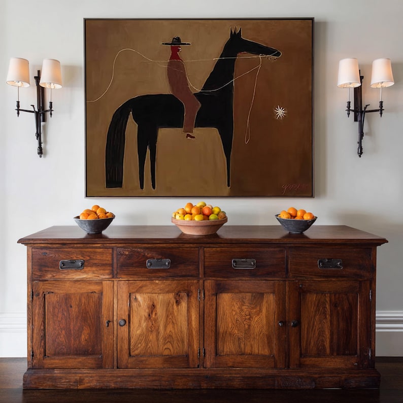 Thread of Silence — Figurative Abstract Horse Oil Painting for Modern Wall Art