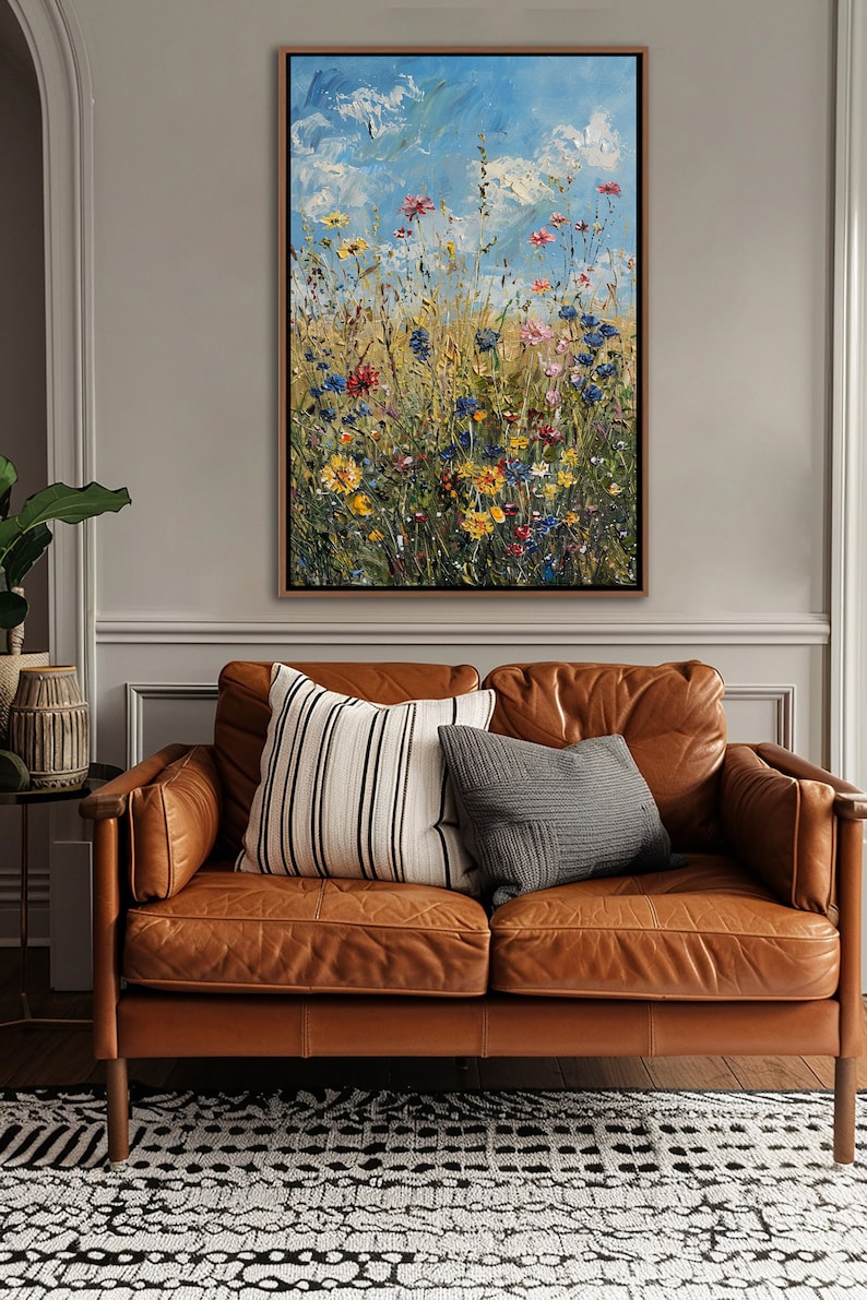 Summer Field Breeze – Hand-Painted Floral Meadow Wall Art