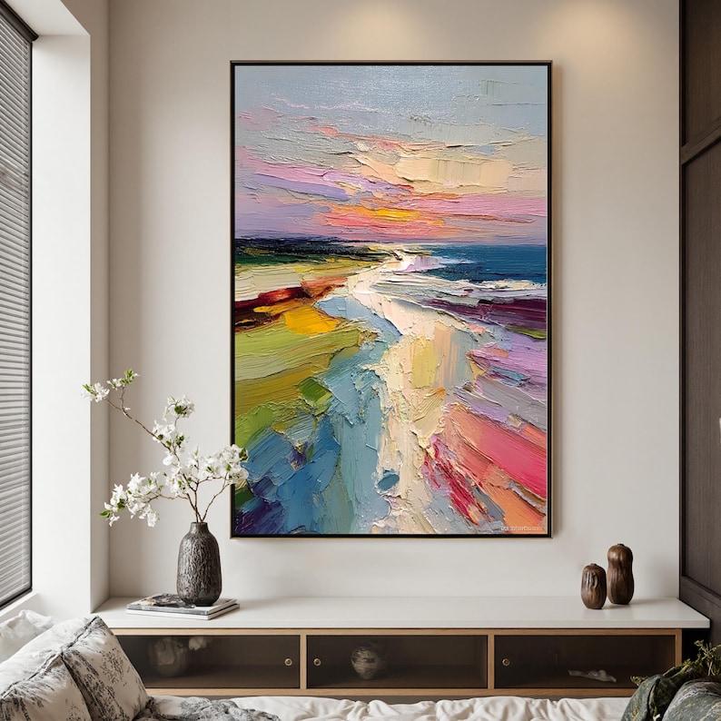 Coastal Daydream - Textured Seaside Abstract Oil Painting