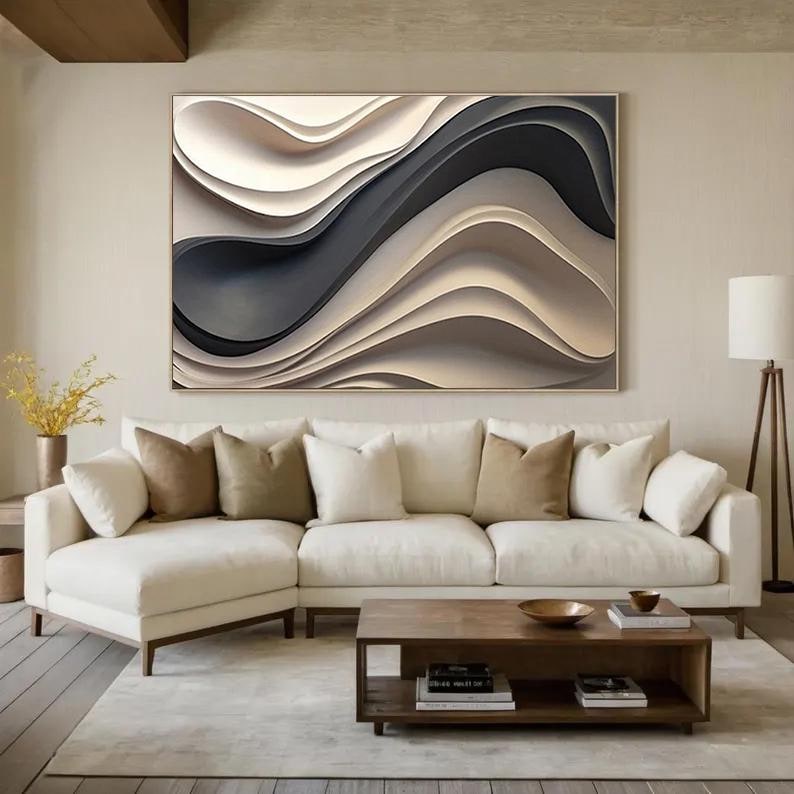 Layered Horizon – Large Horizontal Textured Abstract Wall Art