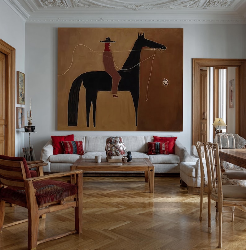 Thread of Silence — Figurative Abstract Horse Oil Painting for Modern Wall Art