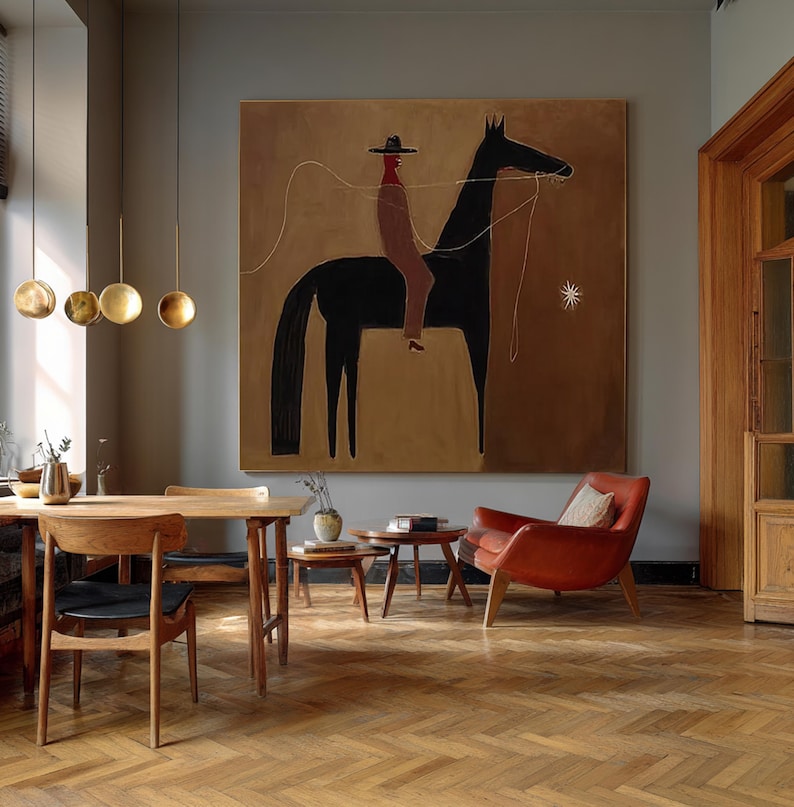 Thread of Silence — Figurative Abstract Horse Oil Painting for Modern Wall Art