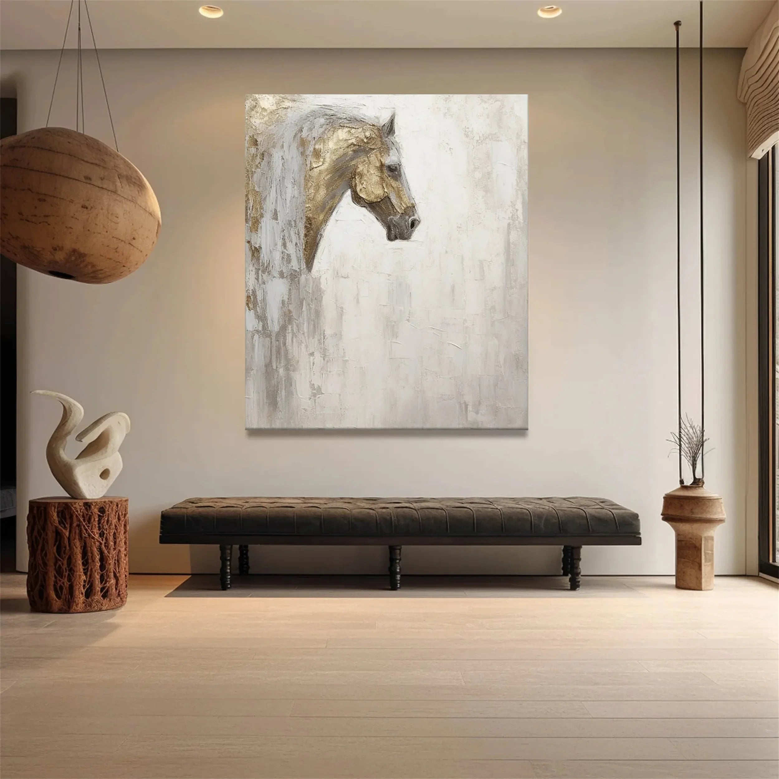 Golden Grace – Textured Horse Portrait Canvas Art