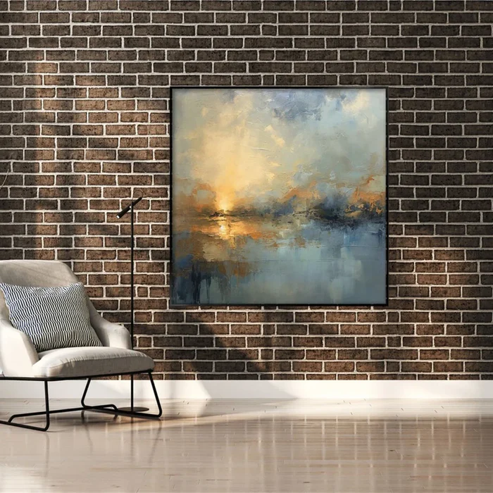 Tranquil Drift #2 – Abstract Sunset Landscape Wall Art for Modern Living Room