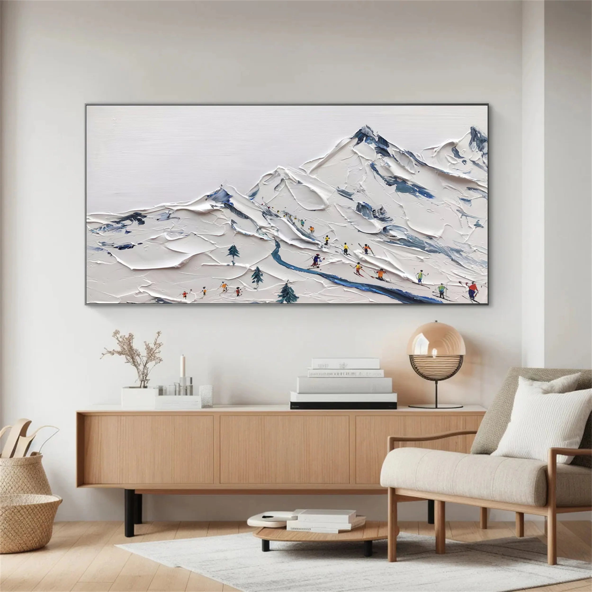 Winter Glide – Textured Snow Mountain Painting
