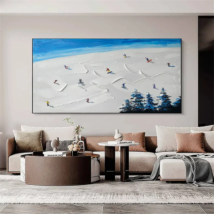 White Drift – Minimalist Skiing Slope Canvas