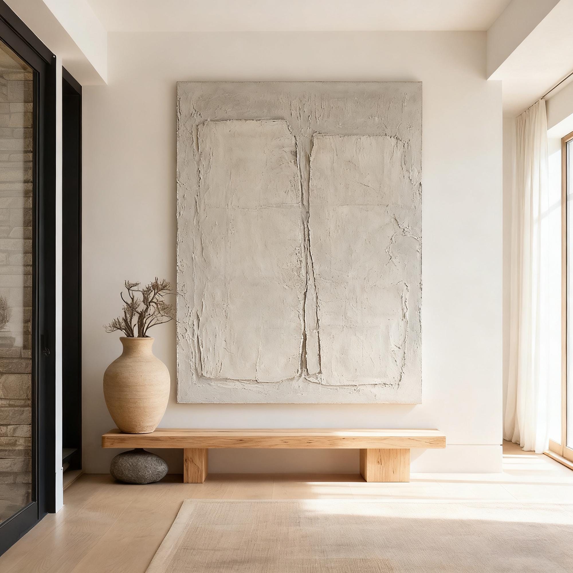 Between Two Forms – Wabi-Sabi Textured Abstract Wall Art