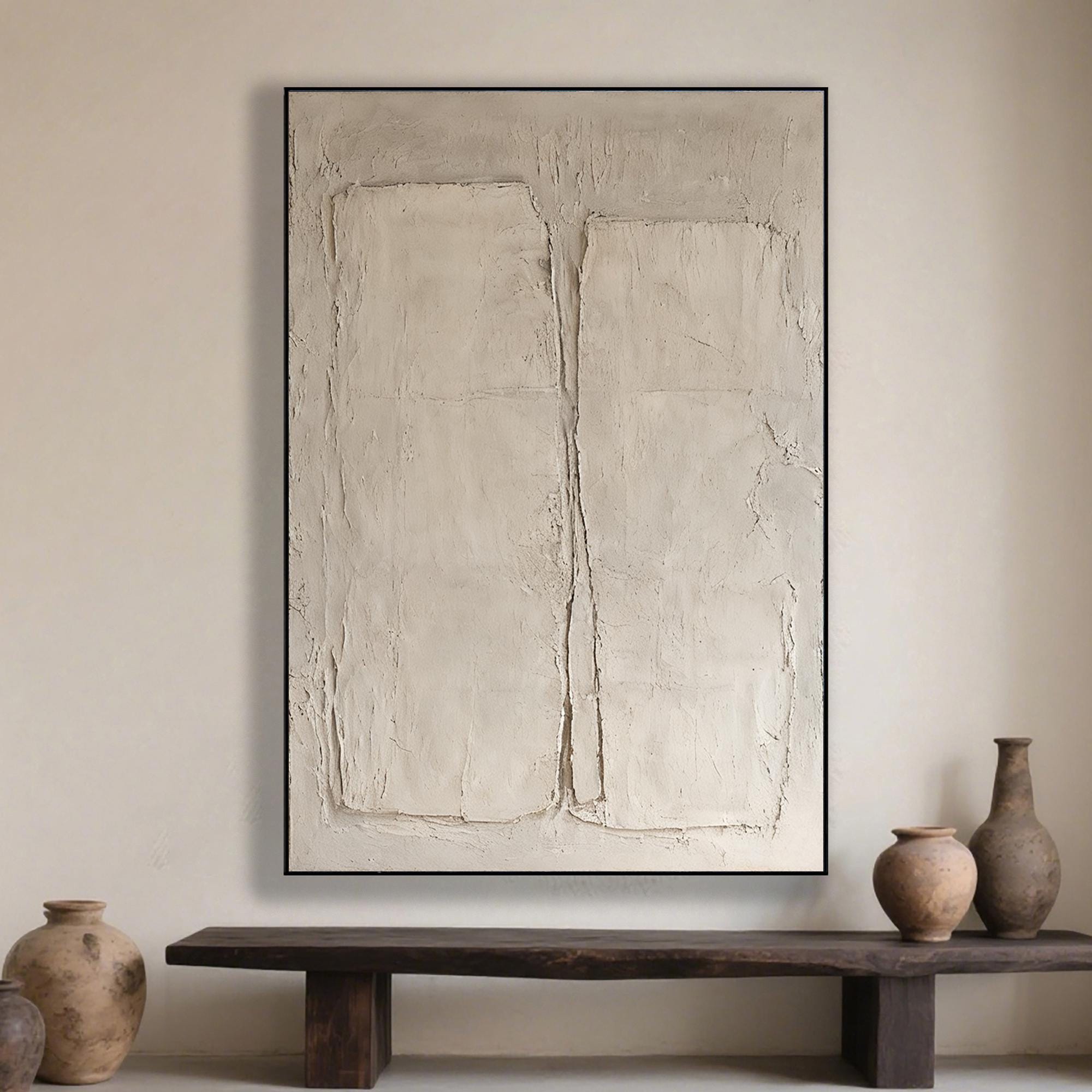 Between Two Forms – Wabi-Sabi Textured Abstract Wall Art