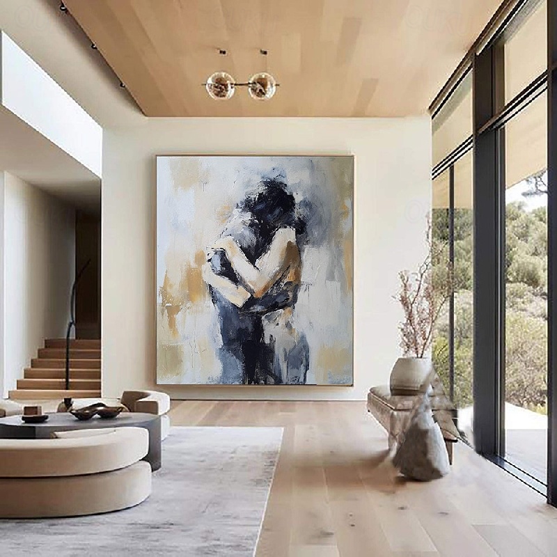 Where We Belong — Textured Abstract Embrace Oil Painting