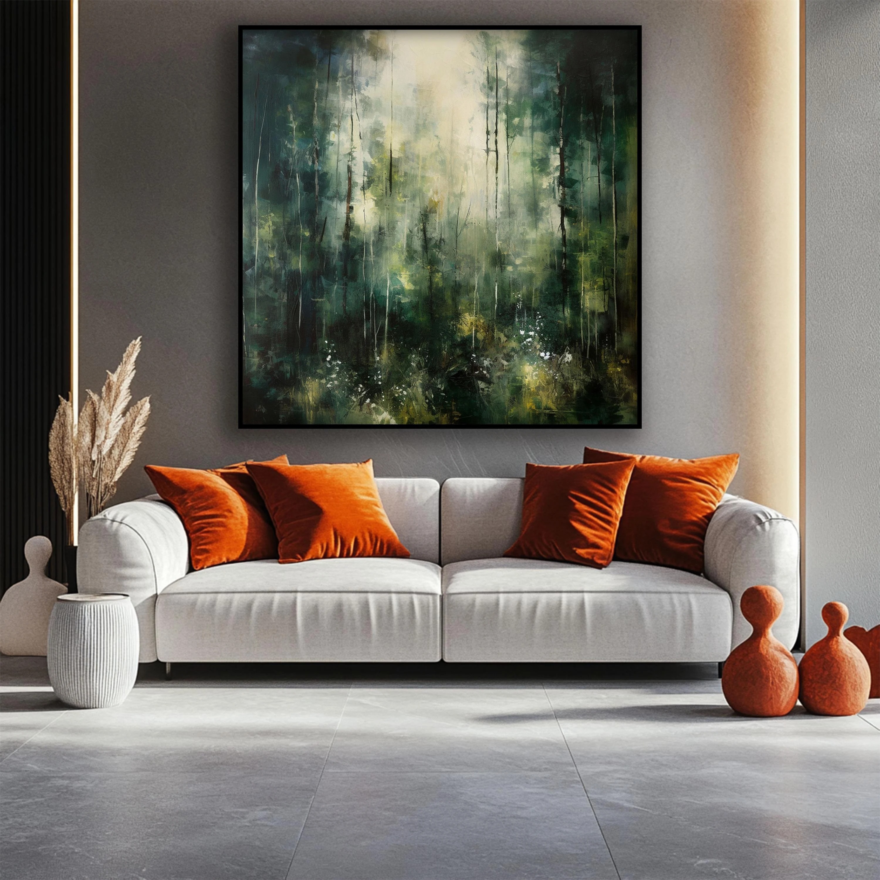 Echoes of Forest – Textured Abstract Green Landscape Oil Painting