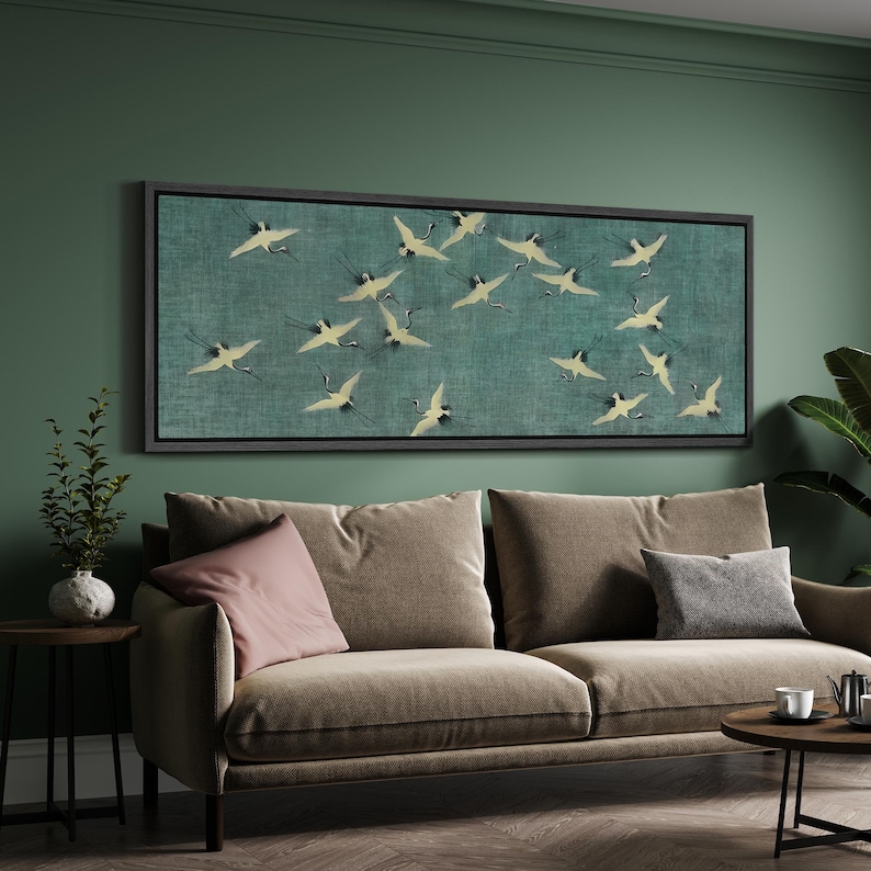 Sky Dance - Modern Crane Flock Oil Painting