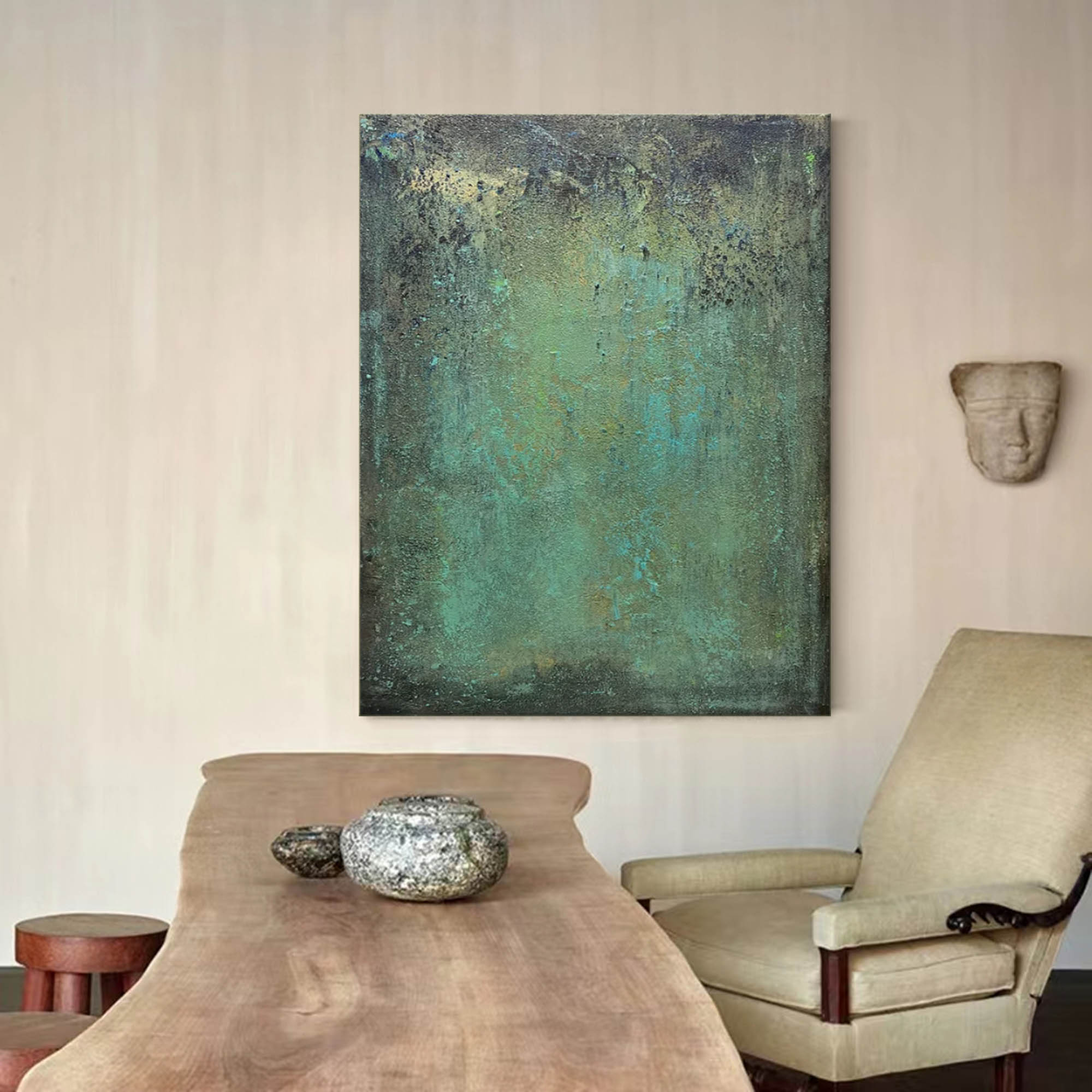 Mystic Green – Hand-Painted Abstract Canvas Art