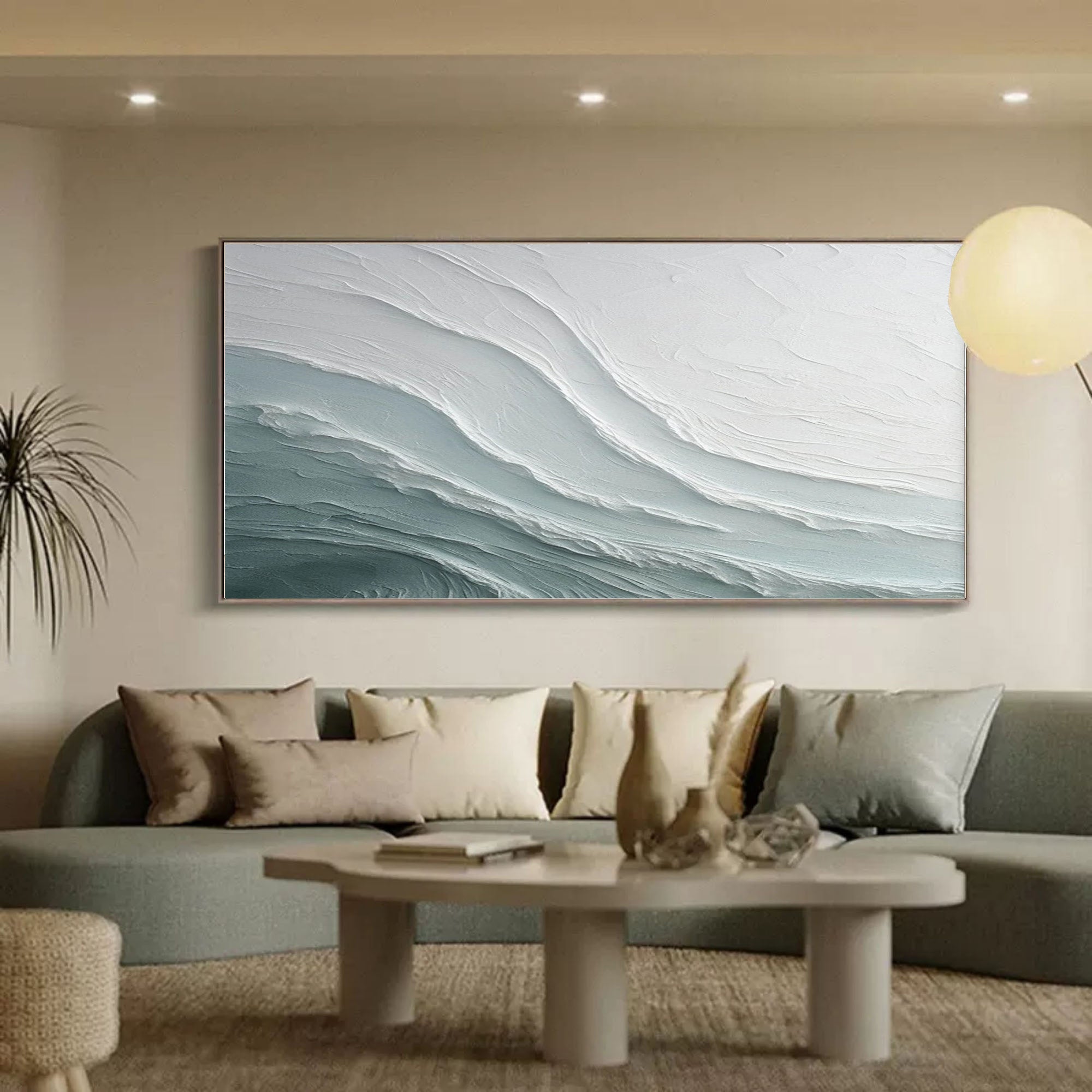 Abstract Textured Wave Wall Art – Hand-Painted Minimalist Canvas for Modern Home Decor