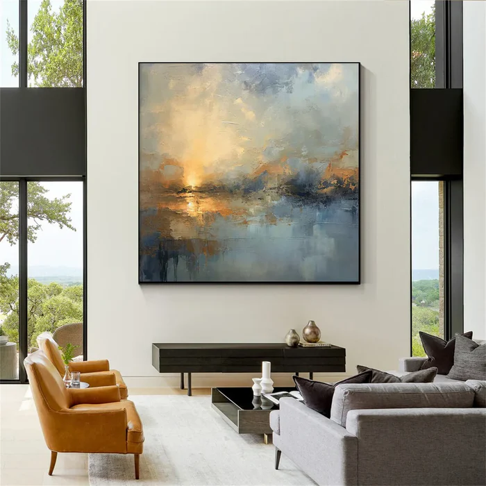 Tranquil Drift #2 – Abstract Sunset Landscape Wall Art for Modern Living Room