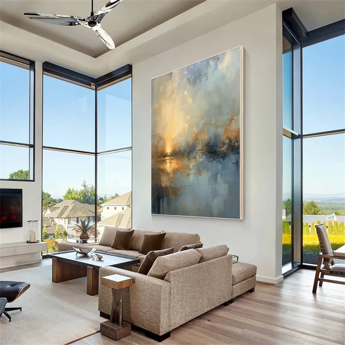 Tranquil Drift – Modern Abstract Landscape Wall Art for Living Room