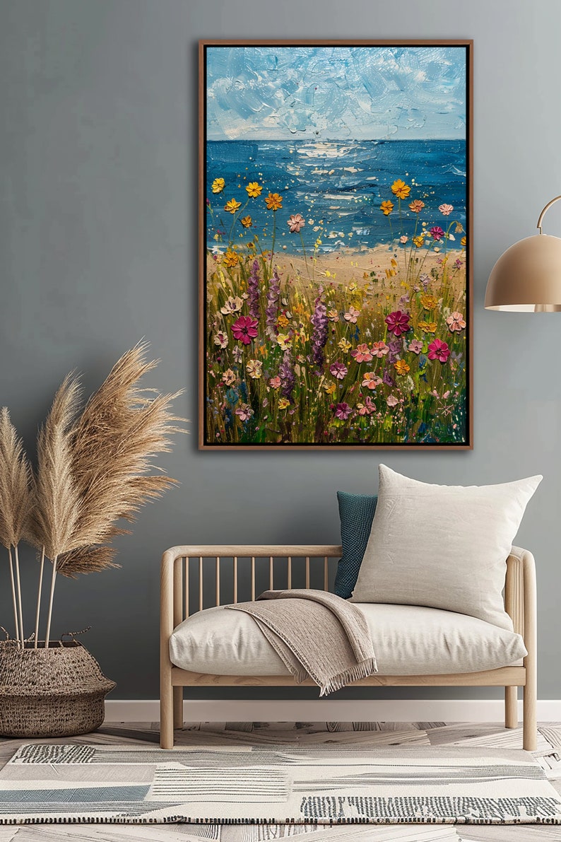 Coastal Wildflowers – Hand-Painted Seaside Floral Wall Art