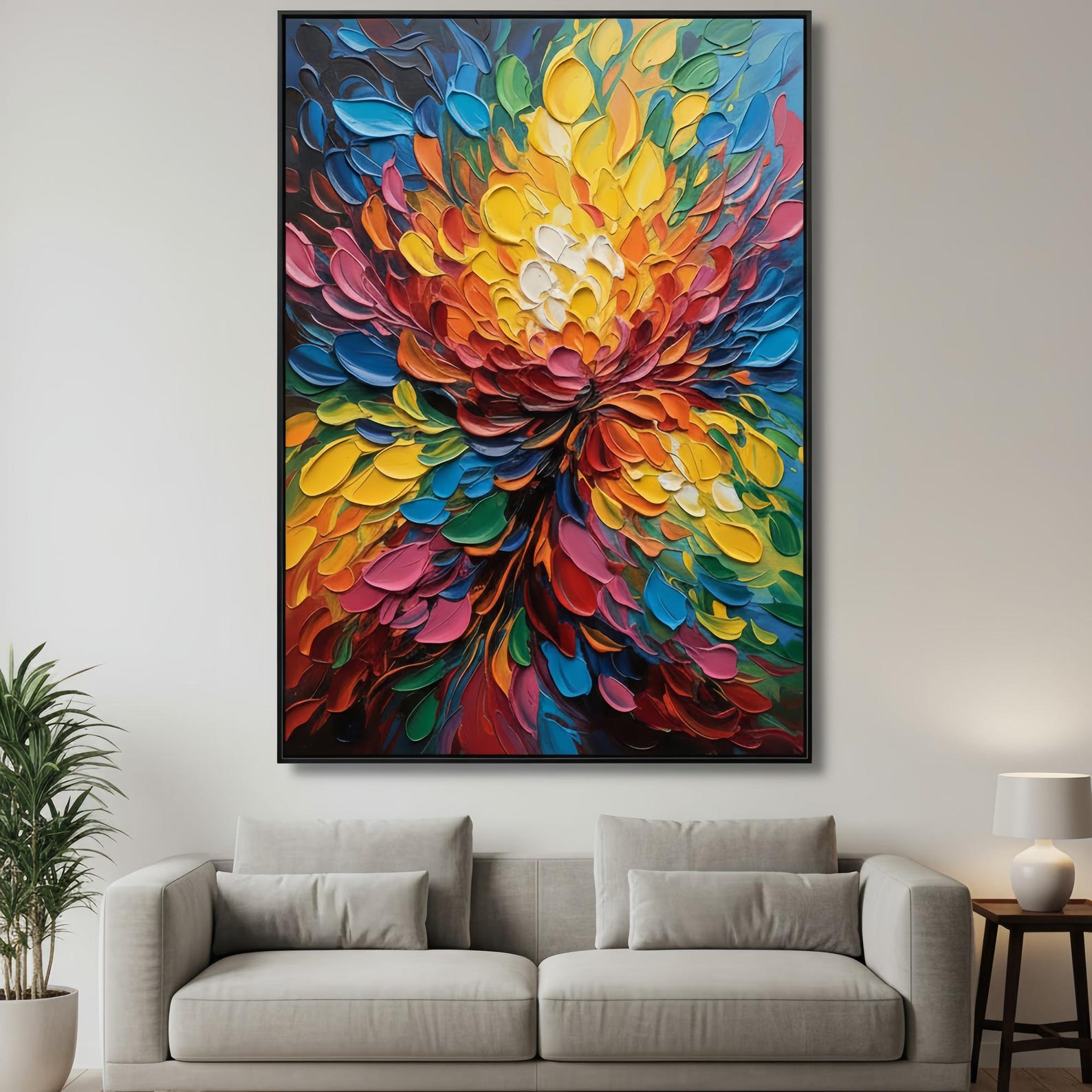Radiant Bloom - Colorful Textured Floral Wall Art
