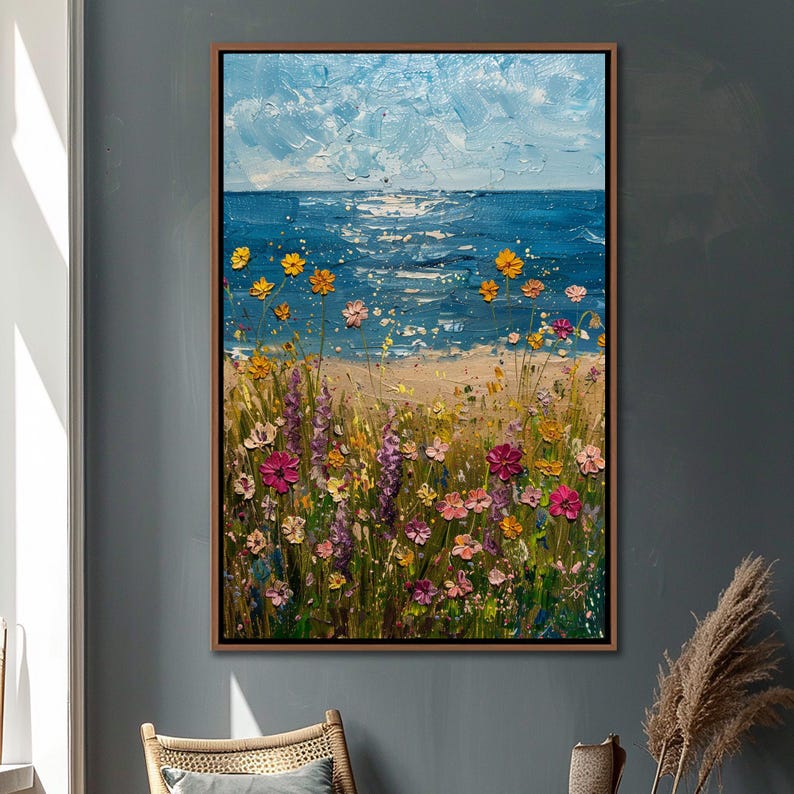 Coastal Wildflowers – Hand-Painted Seaside Floral Wall Art
