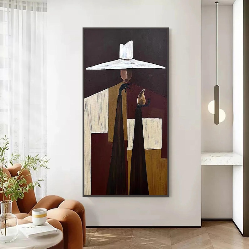 Silent Dialogue — Figurative Symbolic Oil Painting for Modern Interior Wall Art