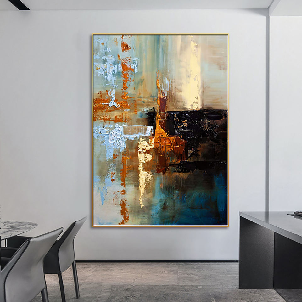 Amber Horizon – Abstract Textured Wall Art Minimalist Contemporary Decor