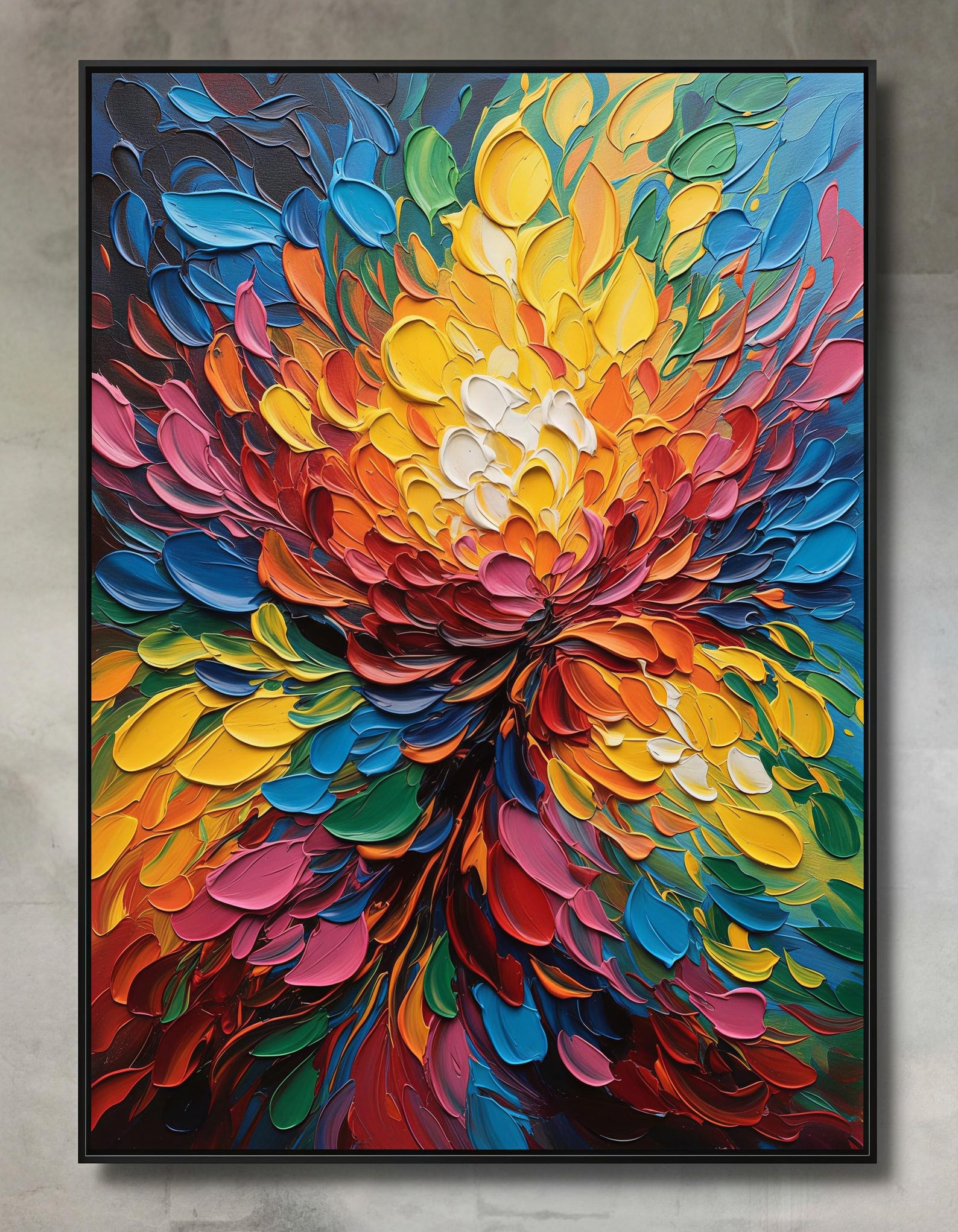 Radiant Bloom - Colorful Textured Floral Wall Art
