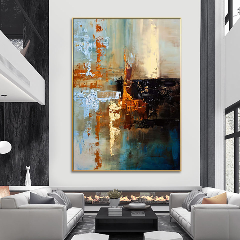 Amber Horizon – Abstract Textured Wall Art Minimalist Contemporary Decor