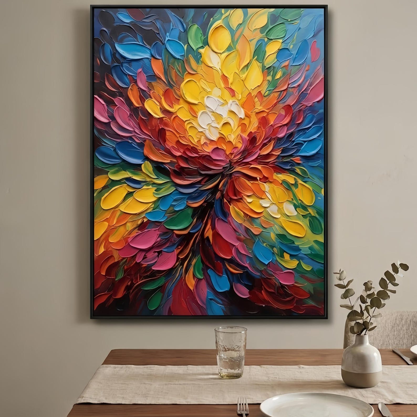 Radiant Bloom - Colorful Textured Floral Wall Art