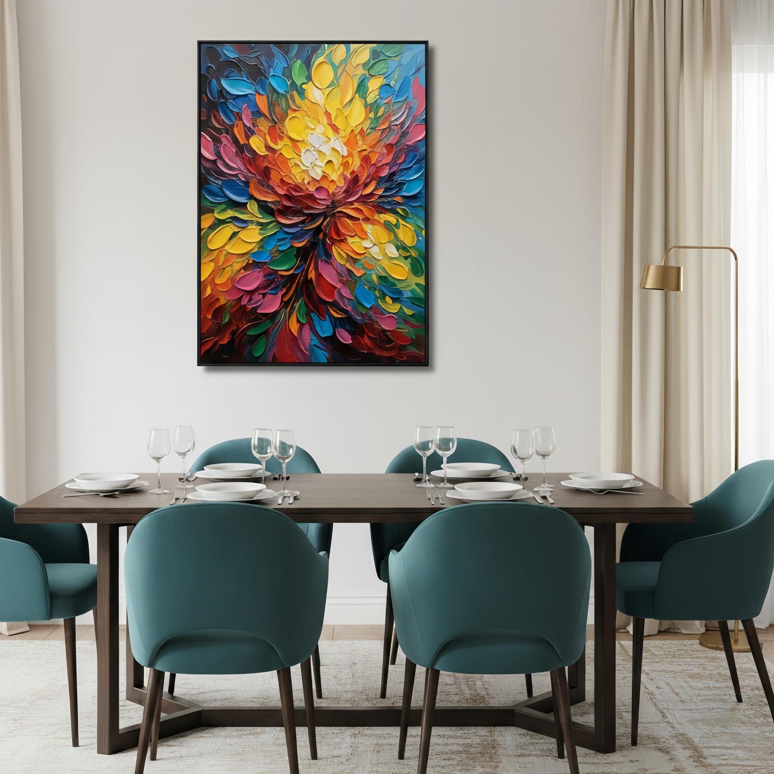 Radiant Bloom - Colorful Textured Floral Wall Art