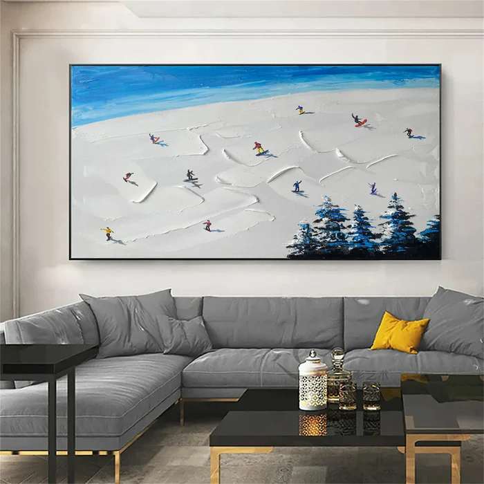 White Drift – Minimalist Skiing Slope Canvas