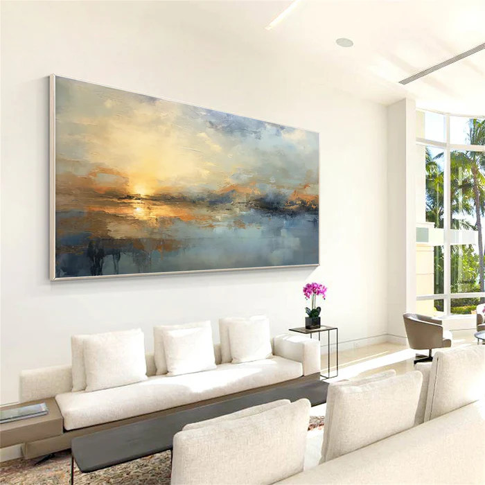 Twilight Reverie – Textured Sunset Landscape Canvas Art