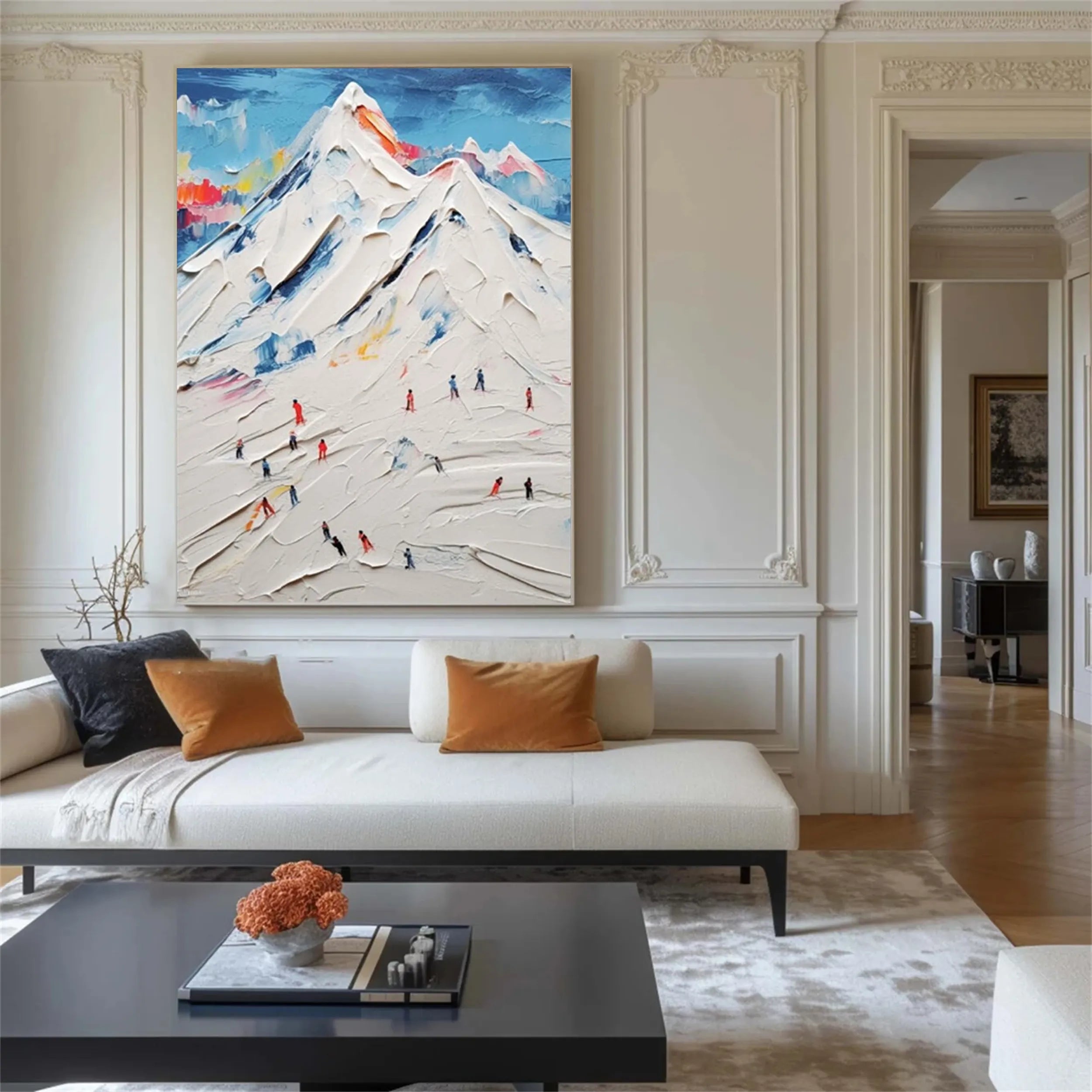 Snow Rush – Vertical Textured Ski Painting