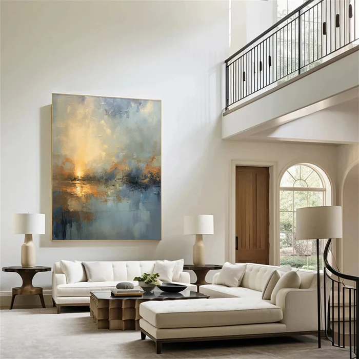 Tranquil Drift – Modern Abstract Landscape Wall Art for Living Room
