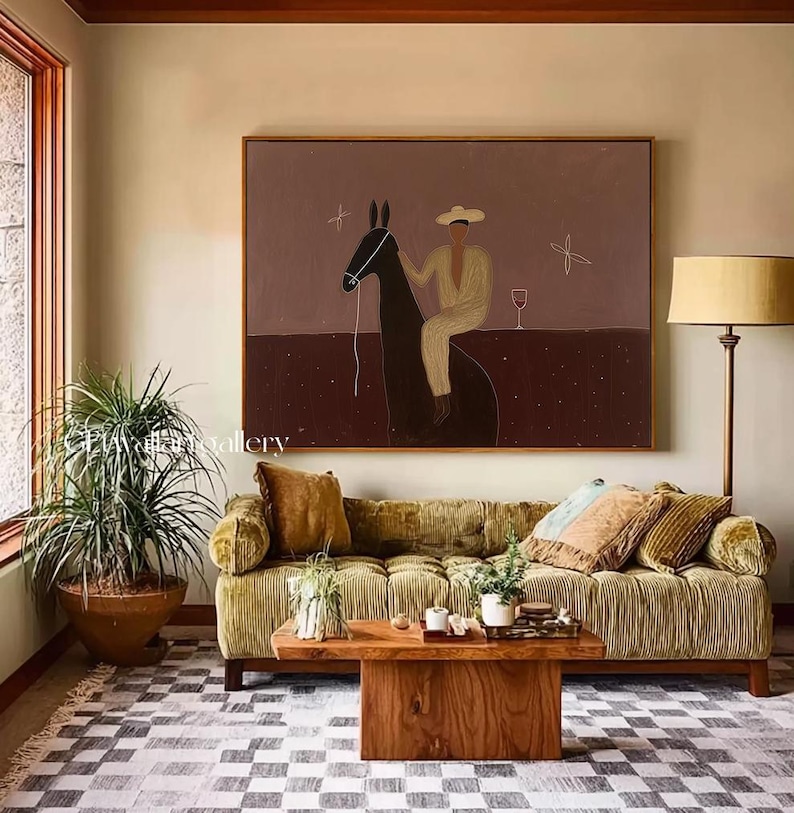 Gentle Pause — Figurative Abstract Horse Oil Painting for Modern Living Room Wall Art