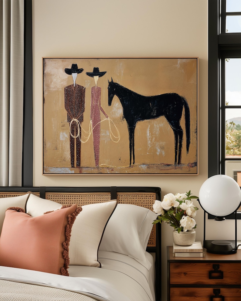 Silent Riders - Modern Western Figurative Horse Oil Painting