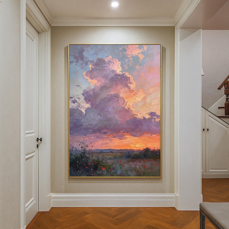 Lavender Afterglow - Romantic Sunset Cloud Landscape Oil Painting