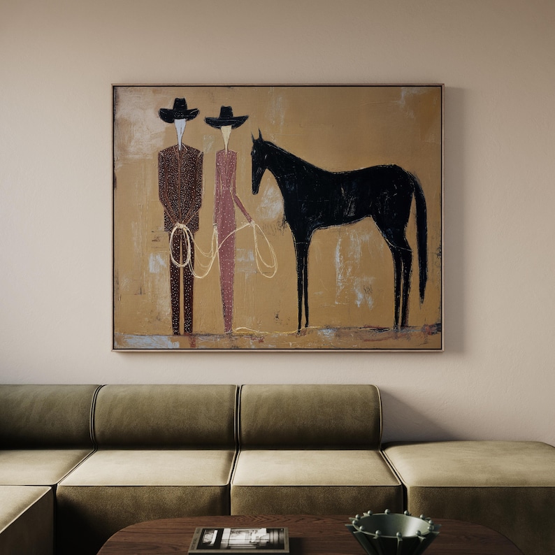 Silent Riders - Modern Western Figurative Horse Oil Painting