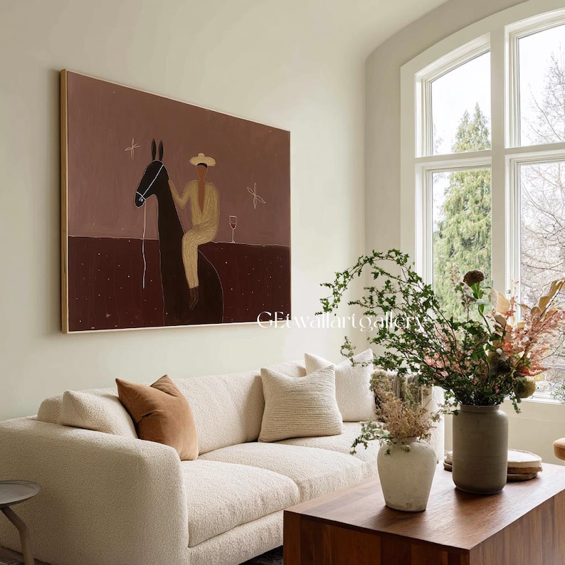 Gentle Pause — Figurative Abstract Horse Oil Painting for Modern Living Room Wall Art