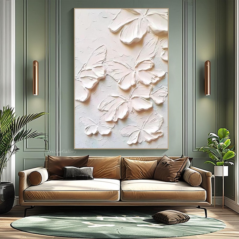 Ivory Wings - Neutral Textured Butterfly Abstract Oil Painting