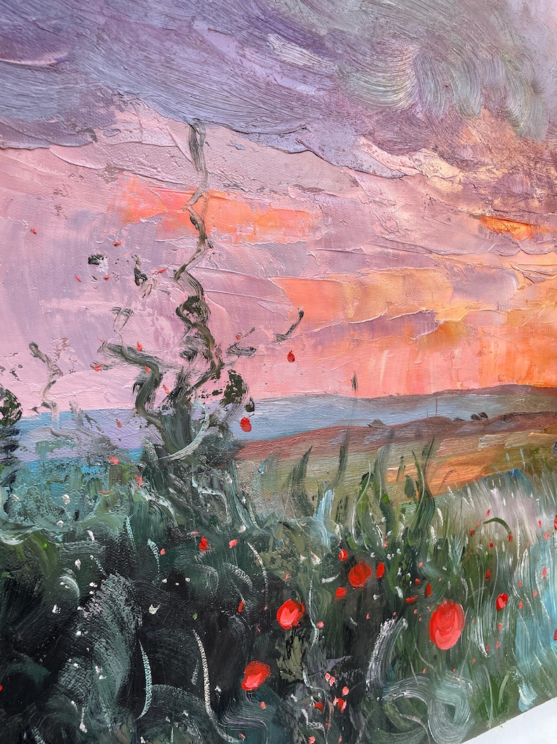 Lavender Afterglow - Romantic Sunset Cloud Landscape Oil Painting