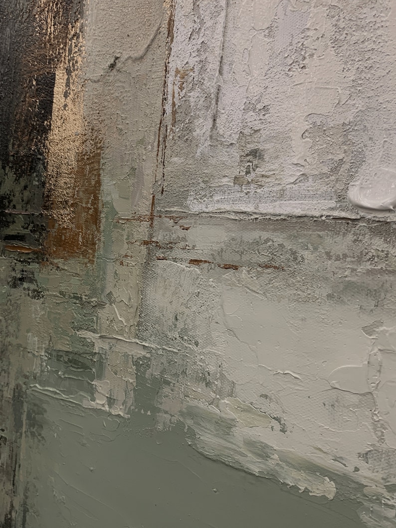 Sage Stillness - Neutral Green Minimalist Abstract Oil Painting