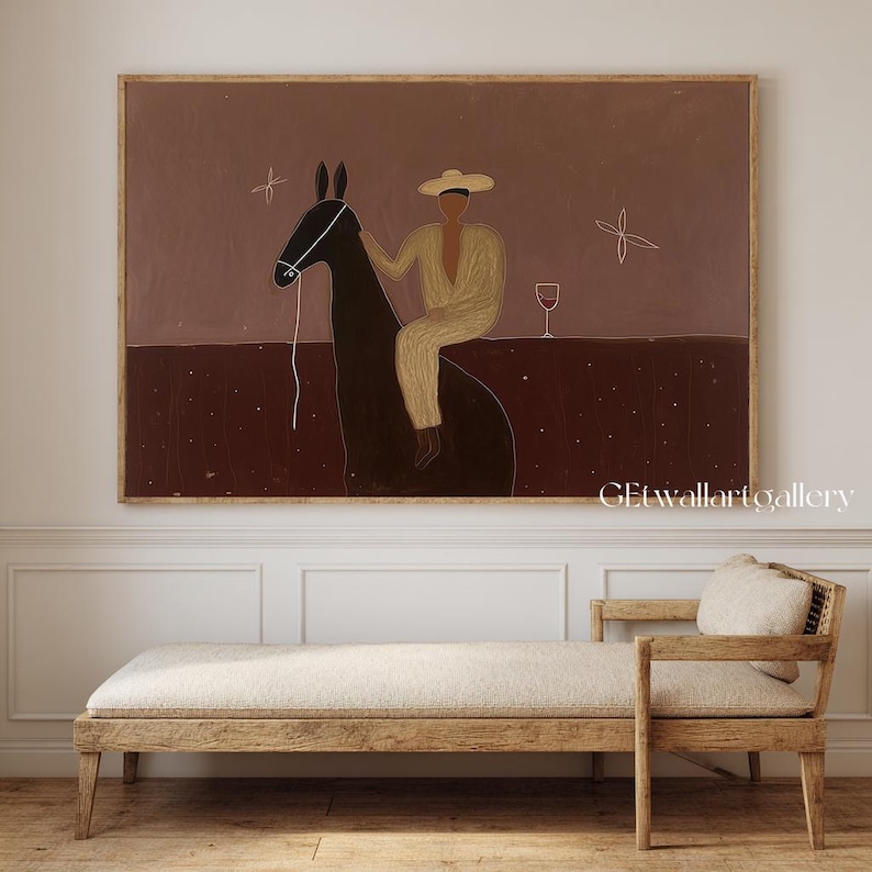 Gentle Pause — Figurative Abstract Horse Oil Painting for Modern Living Room Wall Art