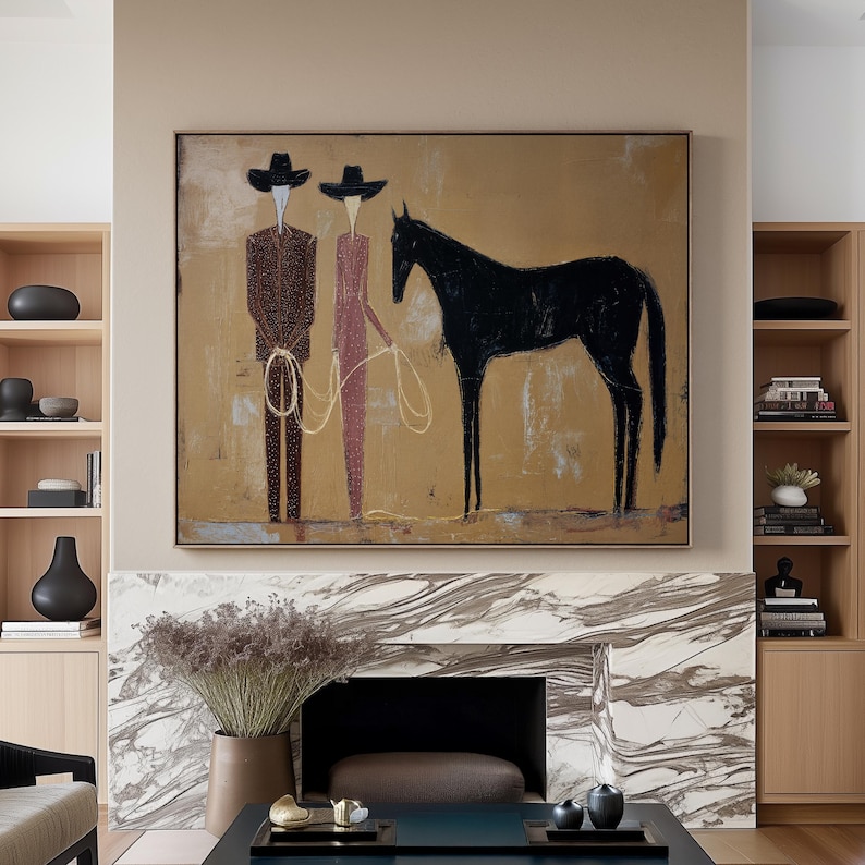 Silent Riders - Modern Western Figurative Horse Oil Painting