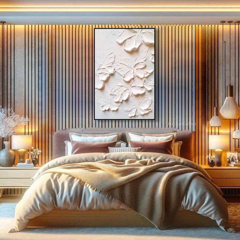 Ivory Wings - Neutral Textured Butterfly Abstract Oil Painting