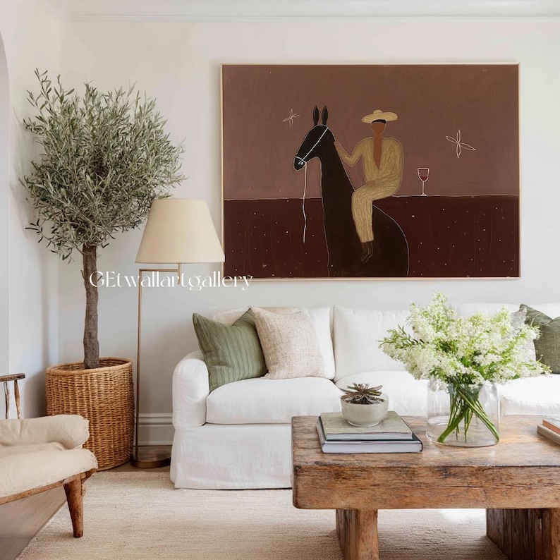 Gentle Pause — Figurative Abstract Horse Oil Painting for Modern Living Room Wall Art