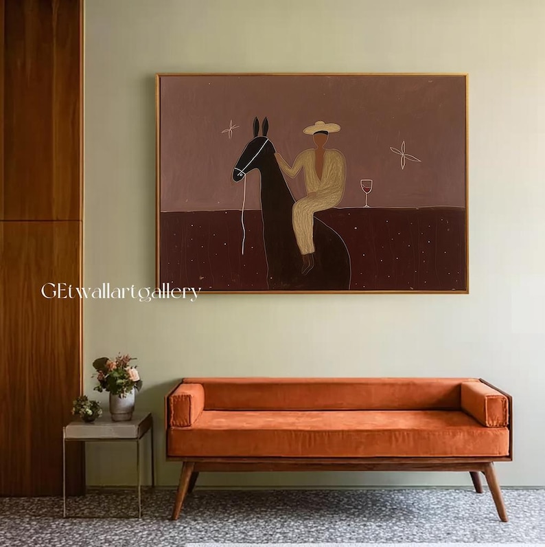 Gentle Pause — Figurative Abstract Horse Oil Painting for Modern Living Room Wall Art