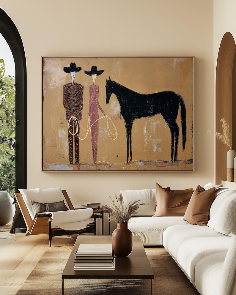 Silent Riders - Modern Western Figurative Horse Oil Painting