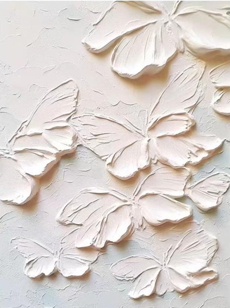 Ivory Wings - Neutral Textured Butterfly Abstract Oil Painting