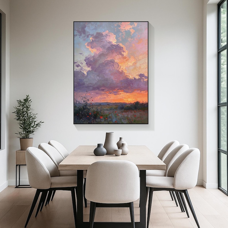 Lavender Afterglow - Romantic Sunset Cloud Landscape Oil Painting